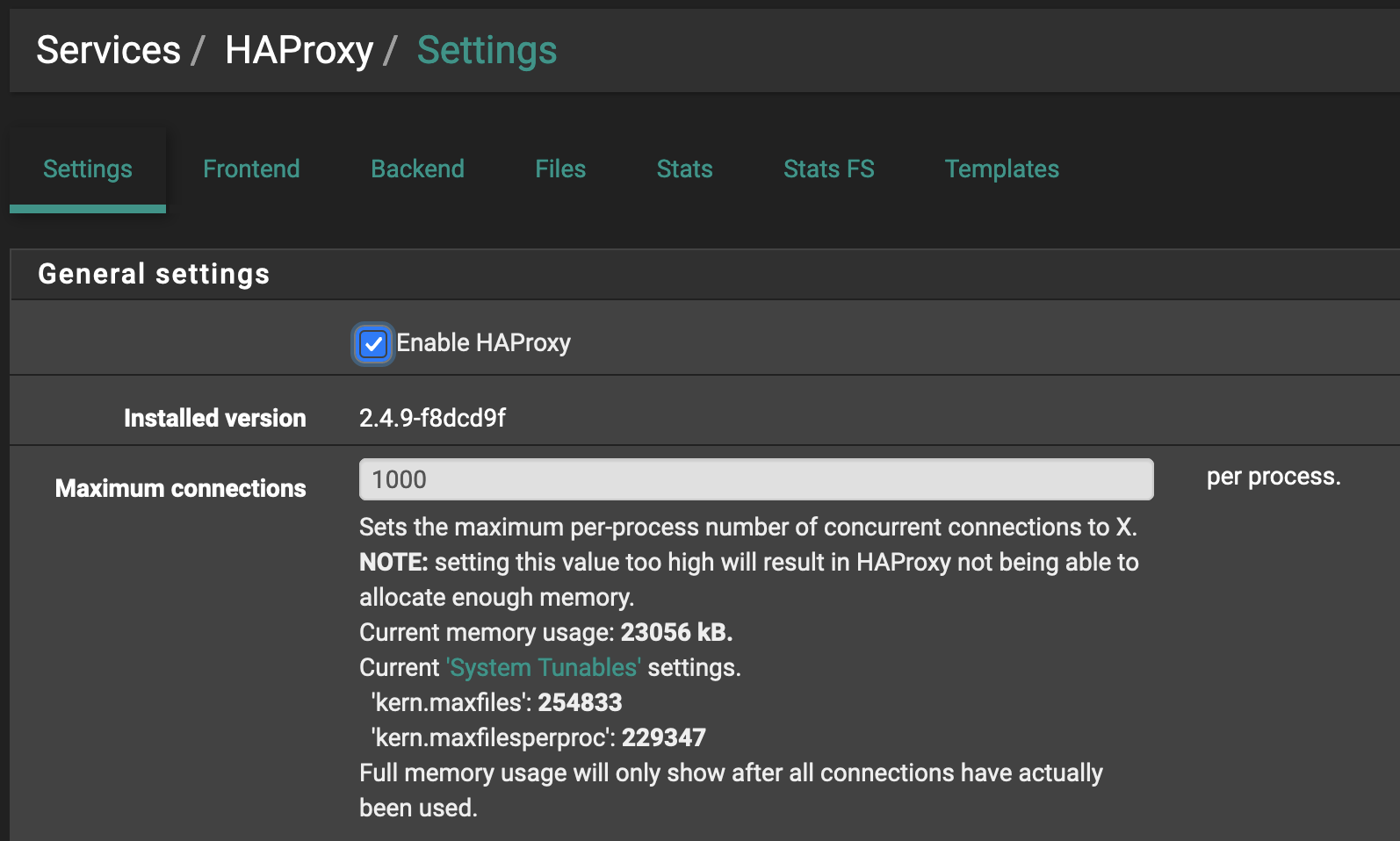 HAProxy General Settings