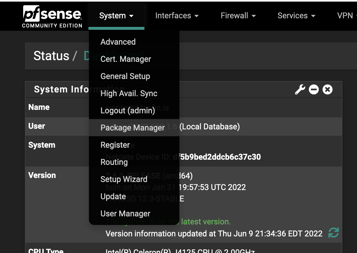 pfSense Package Manager